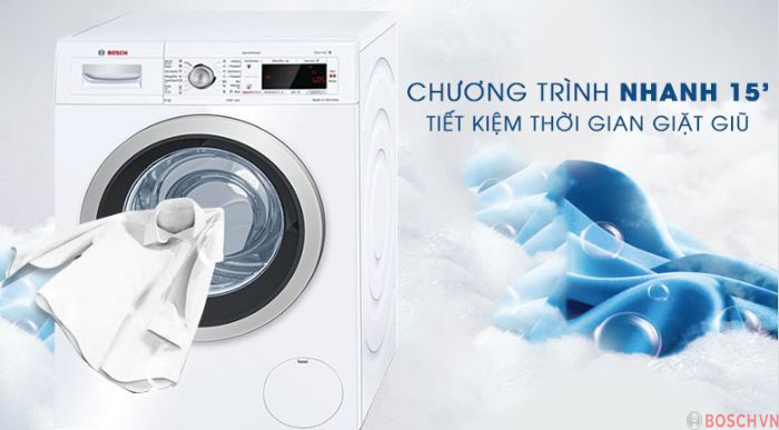 Chế độ giặt nhanh 15 phút của máy giặt Bosch WAW28480SG