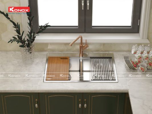 Độ thẩm mỹ cho căn bếp nhà bạn sẽ được tăng điểm với Chậu rửa bát konox KN8850TD 