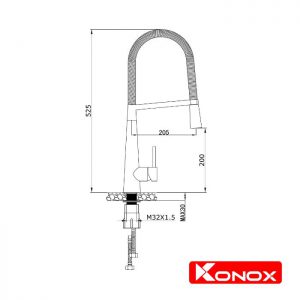 Thông số lắp đặt của vòi rửa bát nóng lạnh Konox KN1909