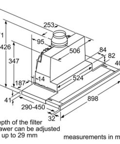 Thông số lắp đặt của máy hút mùi âm tủ Bosch DFS097J50B series 8 