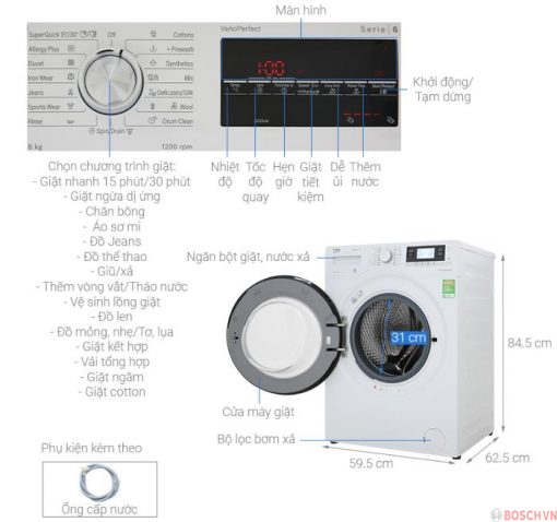 Hướng dẫn sử dụng Máy giặt cửa trước Bosch WAT24480SG