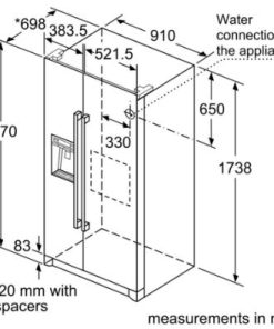 Thông số kỹ thuật của Tủ lạnh Bosch 2 cánh Side By Side KAG90AI20G