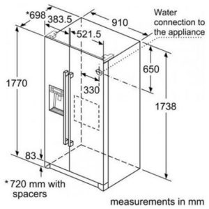 Thông số kỹ thuật của Tủ lạnh 2 cánh Side By Side model KAI90VI20G 