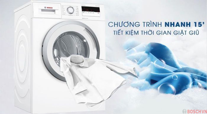 Chế độ giặt nhanh 15 phút siêu tiện lợi với Máy giặt cửa trước Bosch WAT286H8SG
