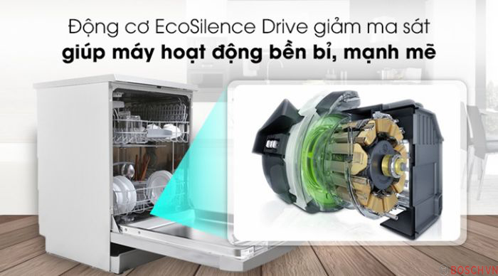 Động cơ Ecosilence siêu bền bỉ của máy rửa bát Bosch SMI8YCS01E serie 8