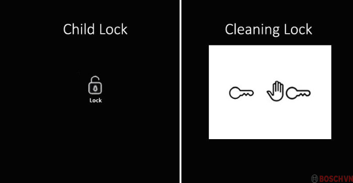 Tính năng khóa trẻ em và khóa điều khiển khi vệ sinh của bếp từ 