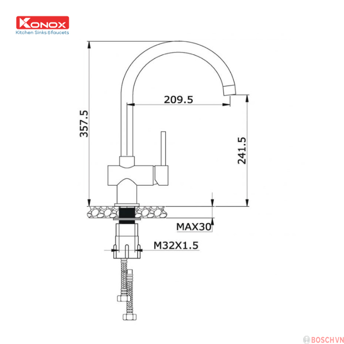 Thông số kỹ thuật của Vòi rửa bát Konox KN1206