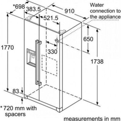 Thông số kỹ thuật của tủ lạnh Bosch Side by Side KAD90VB20 