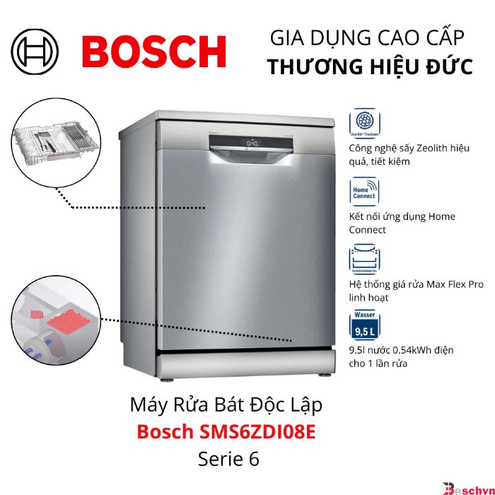 Máy rửa bát Bosch SMS6ZDI08E nhập khẩu Đức