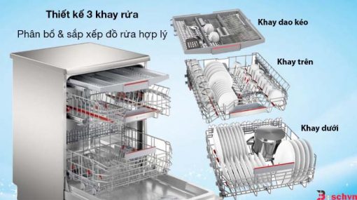 Tích hợp ba giàn rửa với tổng dung tích 14 bộ đồ ăn Châu Âu