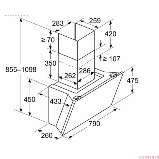 Thông số kỹ thuật của Máy hút mùi Bosch DWK81AN60